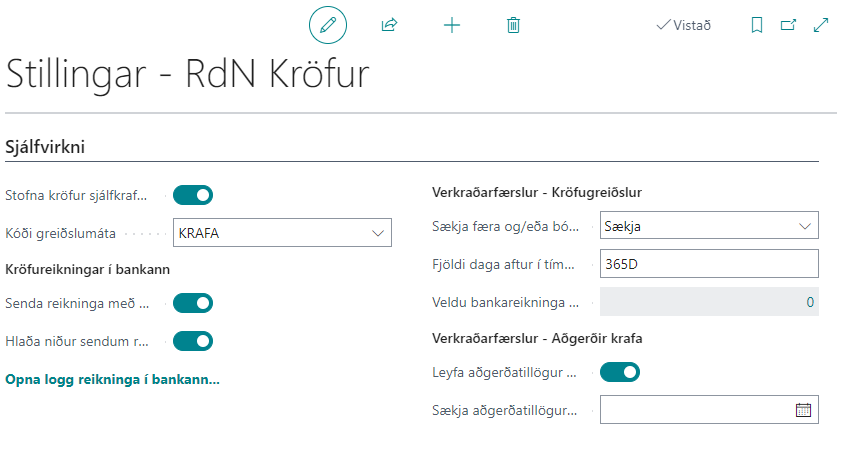 Stillingar - Kröfur - Sjálfvirkni