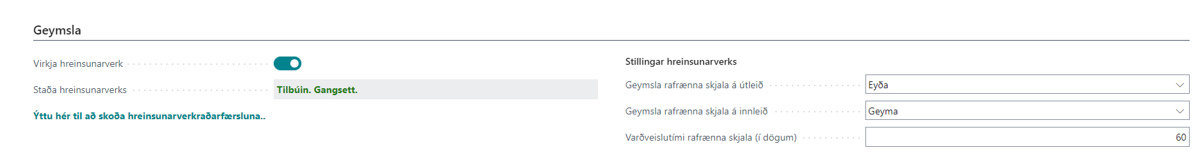 Uppsetning hreinsunarverks - hakad