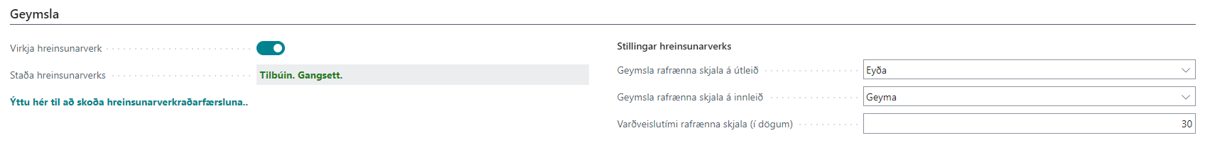 Uppsetningarreitir geymslu