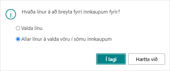 Breyta fyrri innkaupum