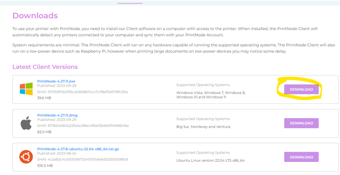 PrintNode Downloads