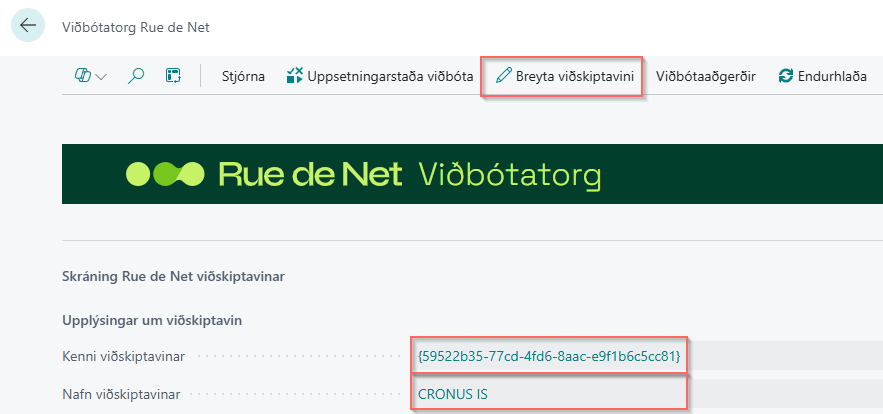 Breyta vidskiptavini aðgerðir