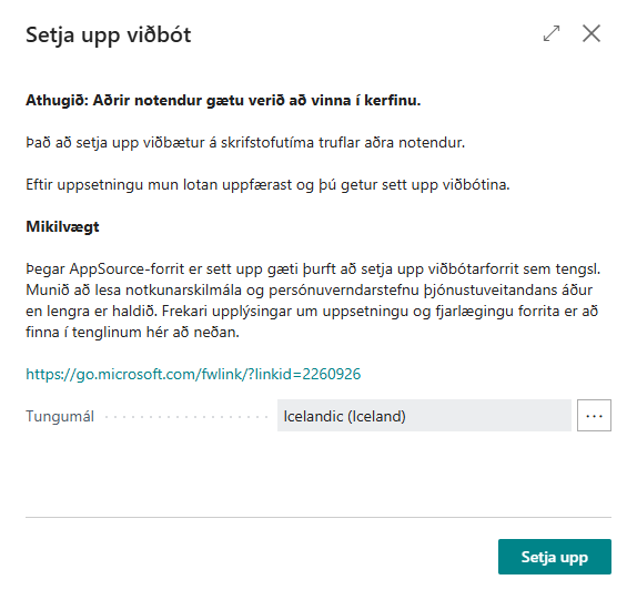 Install warning
