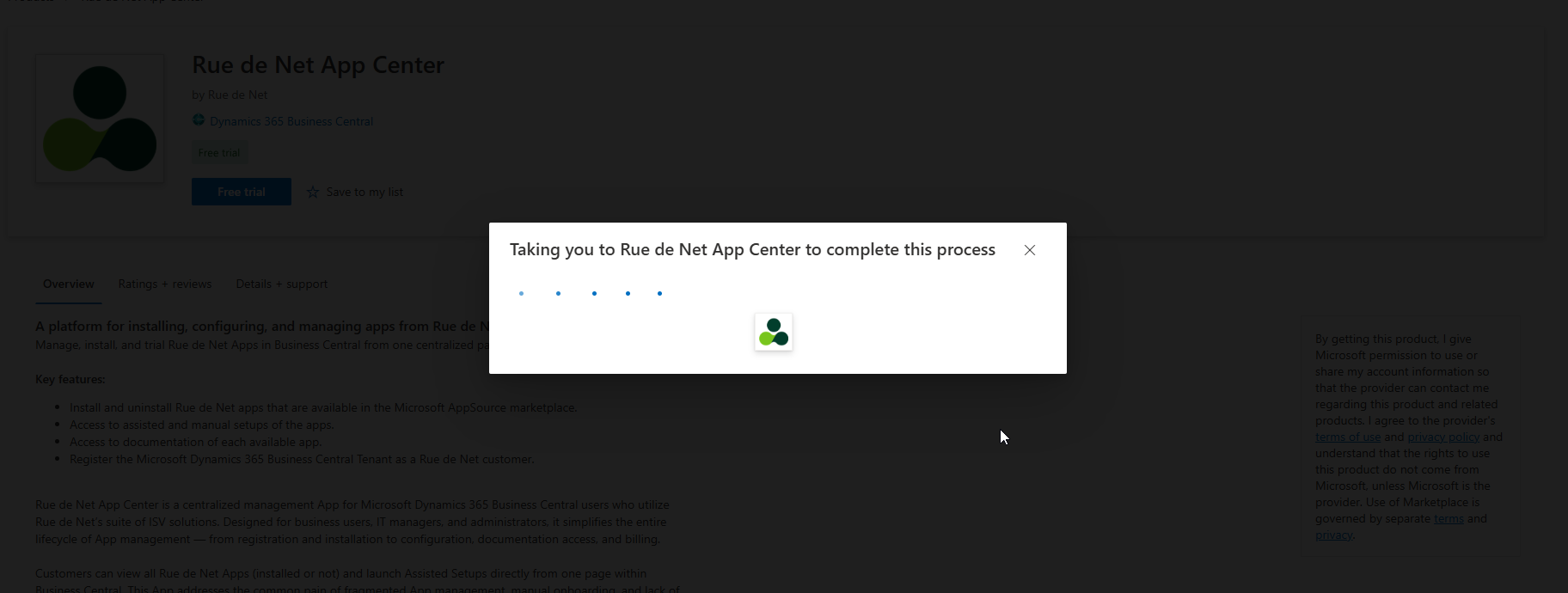 Taking you to App Center