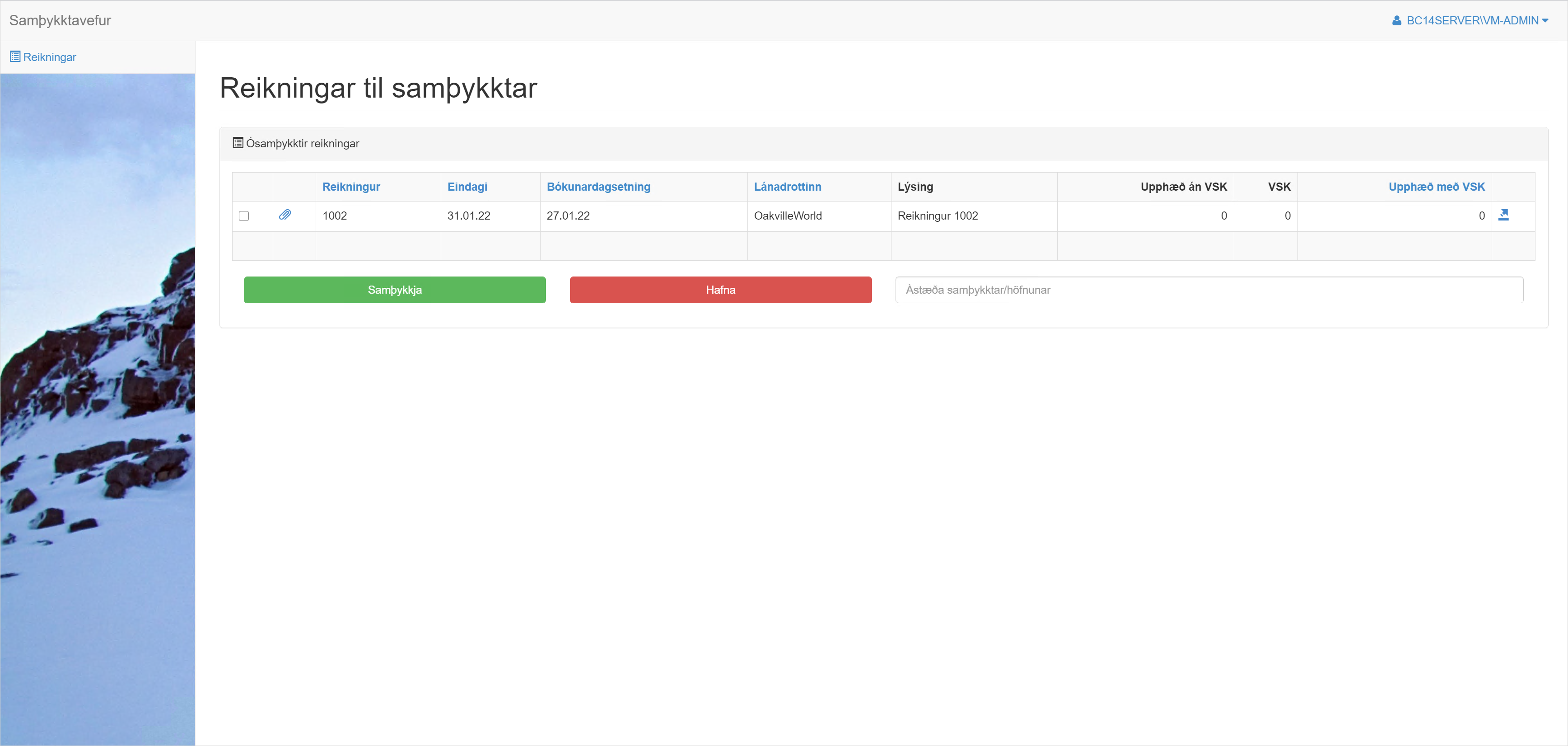 Reikningar til samþykkta alt text