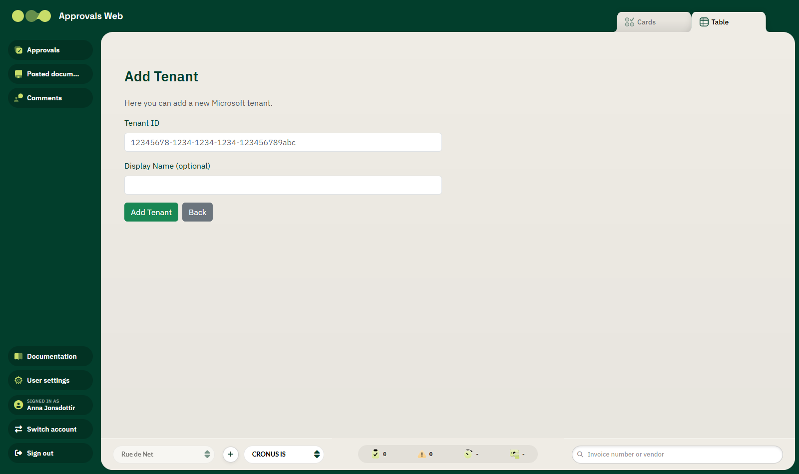 Add tenant
