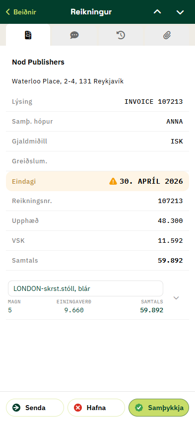 Reikningur í síma