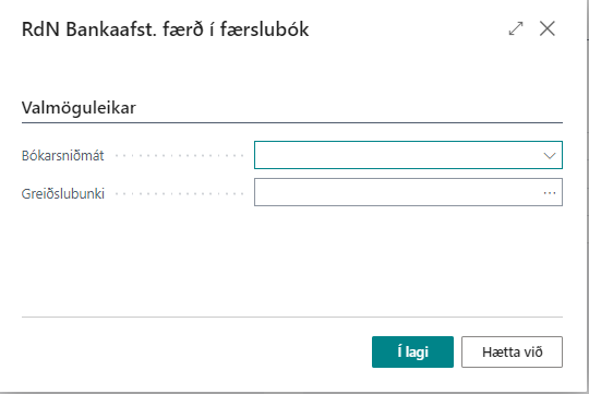Bankaafst. færð í færslubók alt text