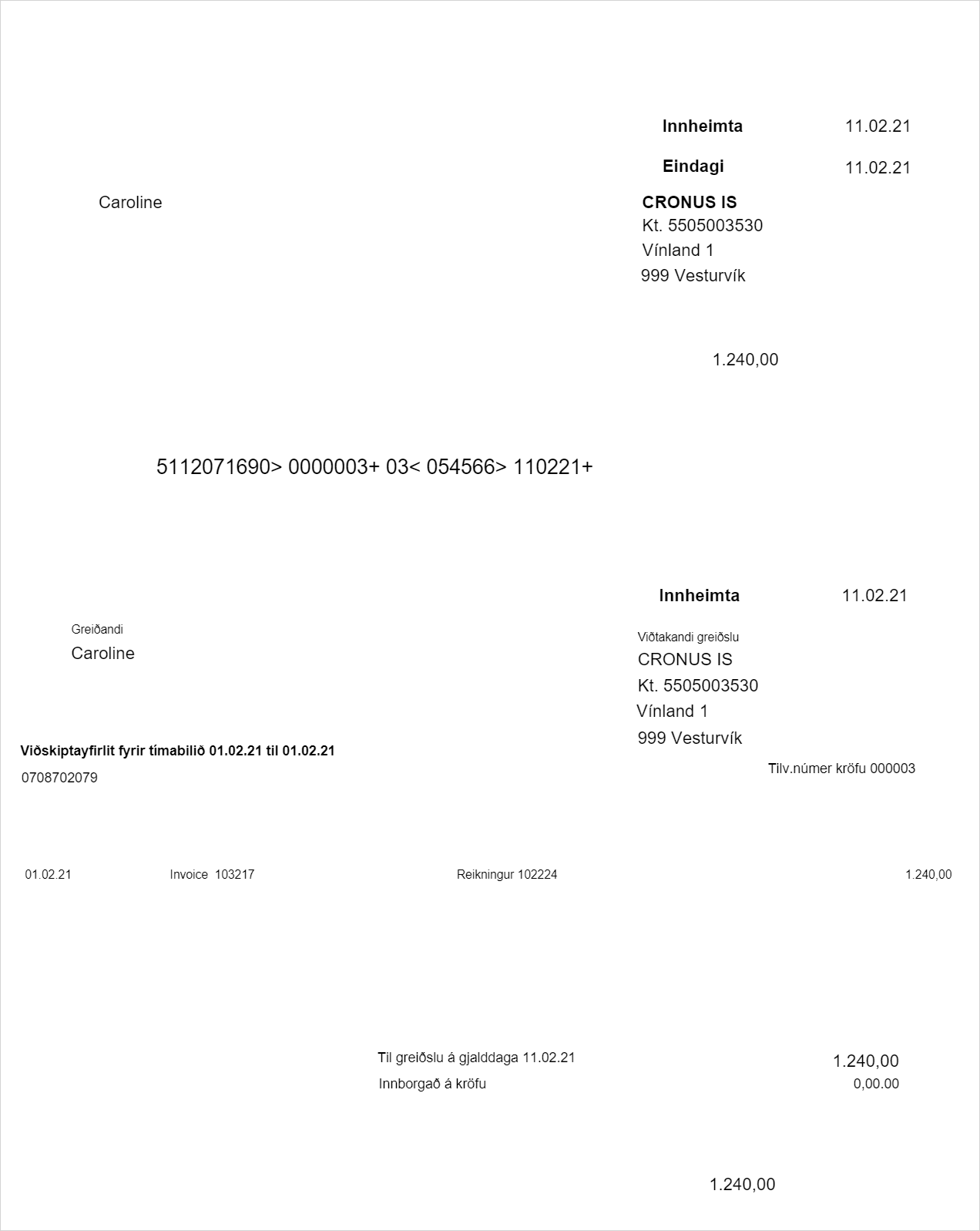 Greiðsluseðill alt text