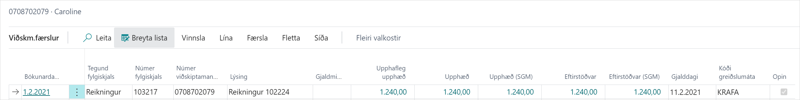 Viðskiptamannafærslur alt text