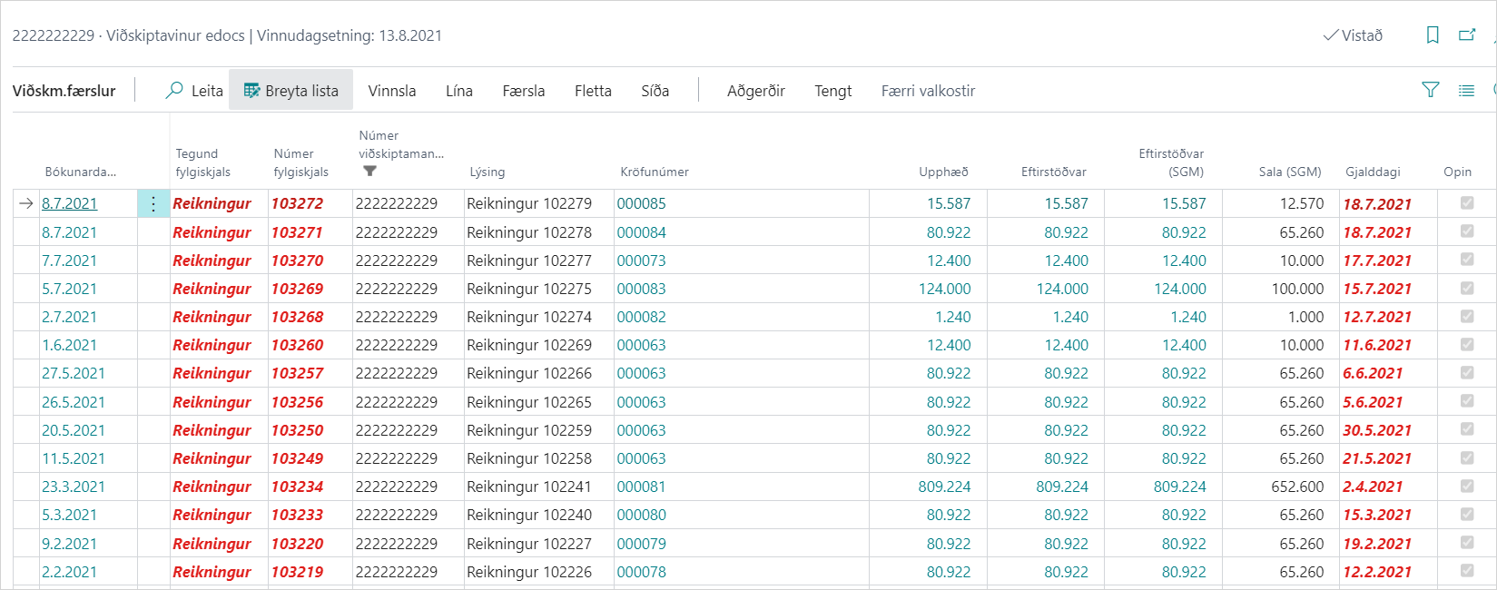 Viðskiptamannafærslur alt text
