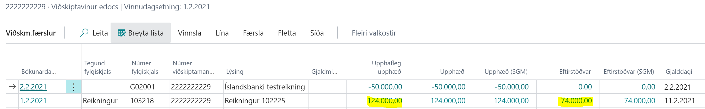 Viðskiptamannafærslur alt text