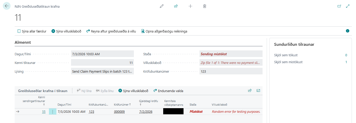 Loggur Spjald Mistókst