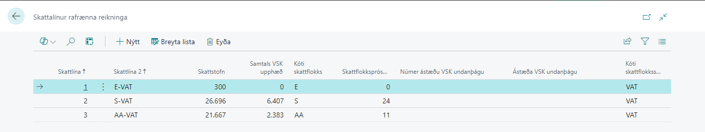 Skattalínur rafrænna reikninga alt text