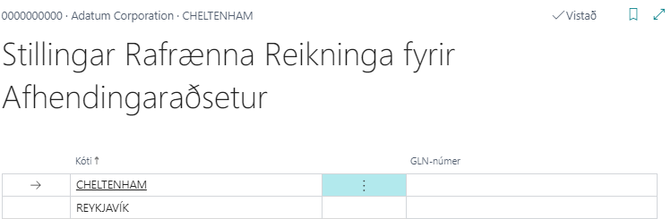 Stillingar rafrænna reikninga fyrir afhendingaraðsetur alt text