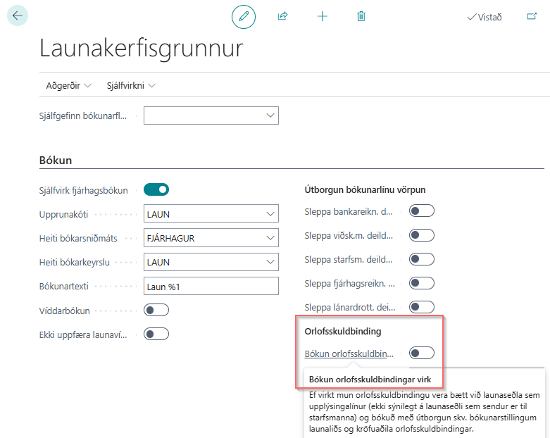 Orlofsskuldbinding Launakerfisgrunnur