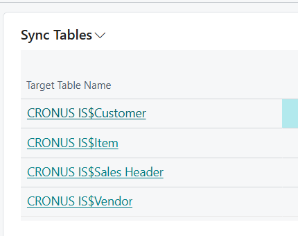Server list synchronized tables
