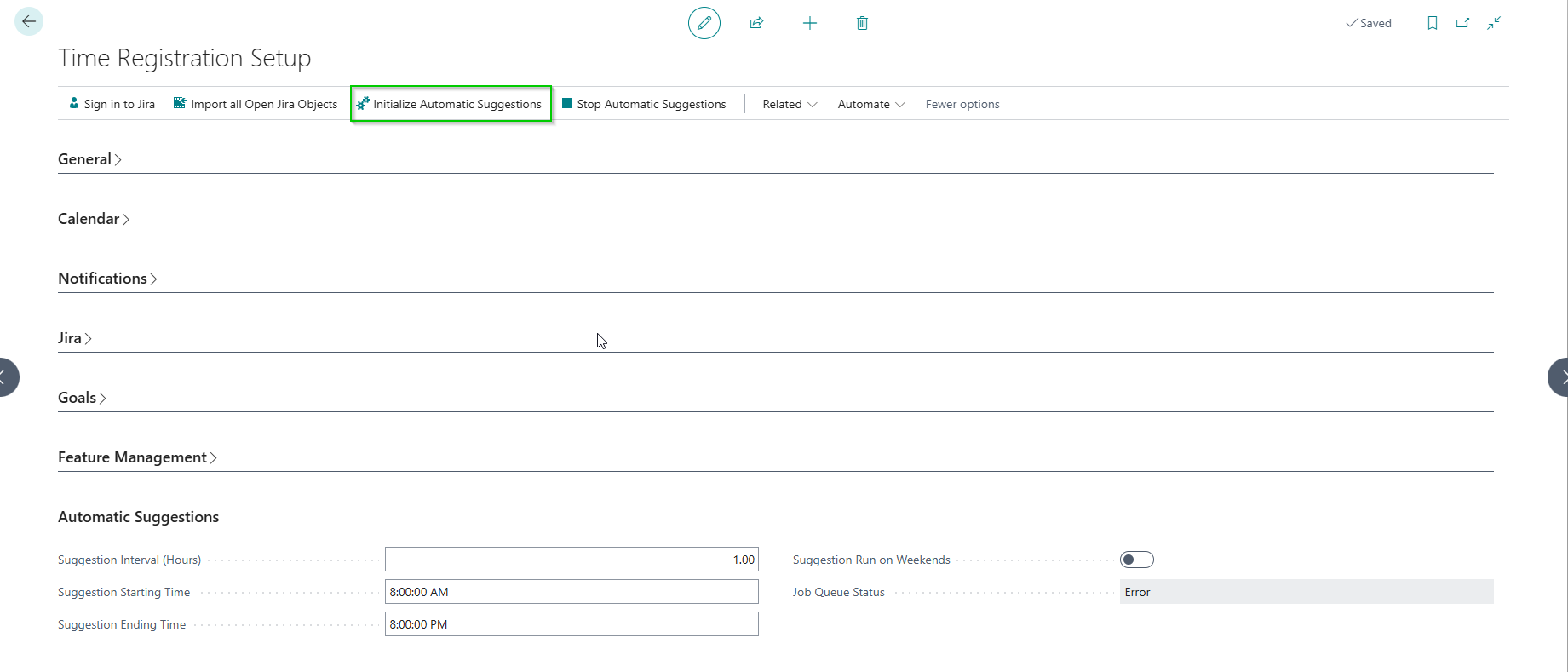 Automatic Suggestions Setup alt text
